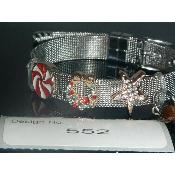 Tiger Eye Gemstone- Stainless Steel Mesh Keeper Bracelet-Band-Slide Charms-552 - Picture 7 of 9